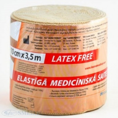 Бинт Лаума (Lauma) эластичный медицинский высоко-растяжимый Latex Free, 10см х3.5м